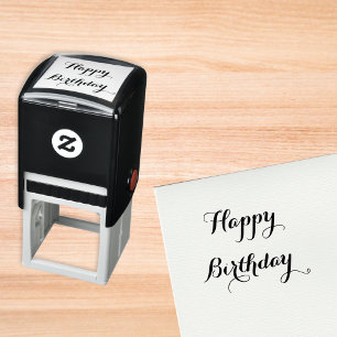 Elegant Script Happy Birthday Greeting Typography Self-inking Stamp