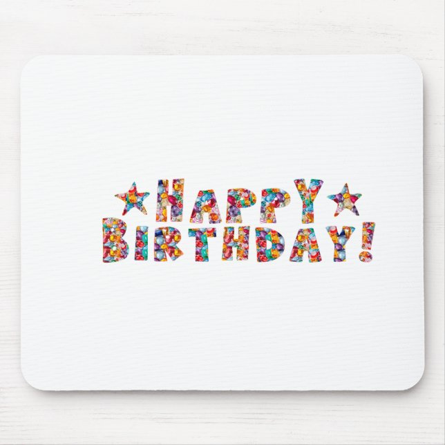 Elegant script: HAPPY BIRTHDAY Mouse Mat (Front)
