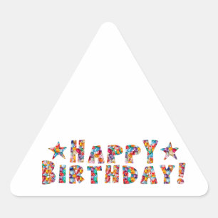 Elegant script: HAPPY BIRTHDAY Triangle Sticker