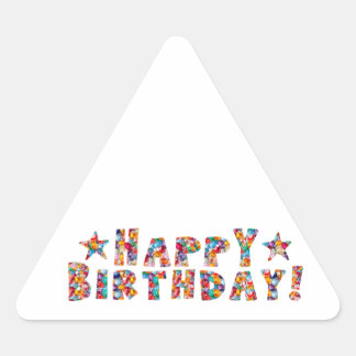 Elegant script: HAPPY BIRTHDAY Triangle Sticker