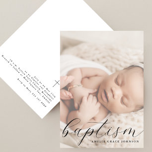 Elegant Script Hazy Photo Simple Baptism Invitation