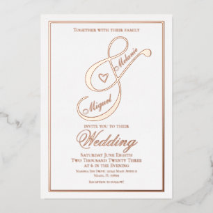 Elegant Script Heart Ampersand Wedding Pressed  