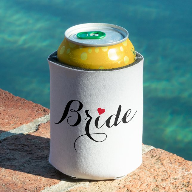 Elegant Script Heart Bride Can Cooler Cover Coozie (Elegant Script Heart Bride Can Cooler Cover Coozie)