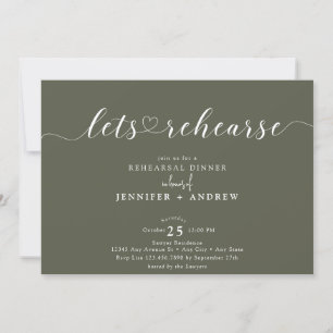 Elegant Script Heart   Rehearsal Dinner Invitation