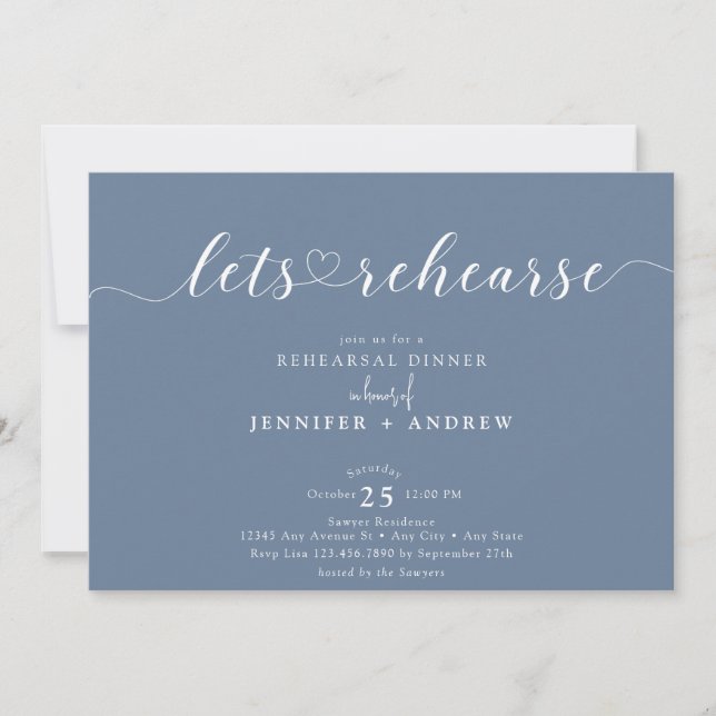 Elegant Script Heart | Rehearsal Dinner Invitation (Front)