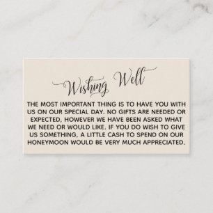 Elegant Script Honeymoon Wishing Well, Cream Enclosure Card