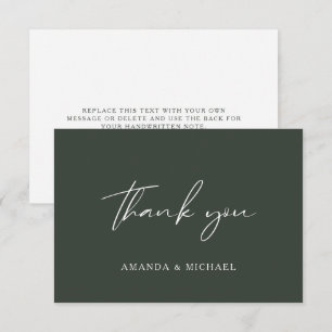 Elegant Script Hunter Green Wedding Thank You Card