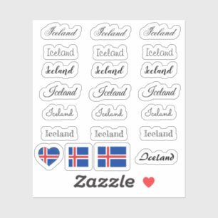 Elegant script Iceland & Icelandic Flag /name Set