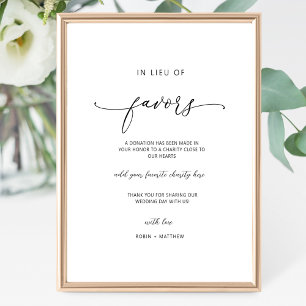 Elegant Script, In Lieu of Favours Sign