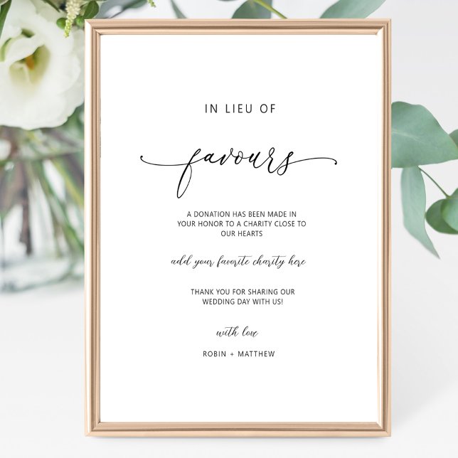 Elegant Script, In Lieu of Favours Sign (Creator Uploaded)
