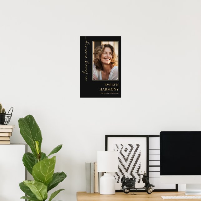 Elegant Script in Loving Memory Photo Funeral Poster (Home Office)