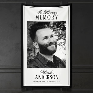 Elegant Script In Loving Memory Photo Memorial Banner