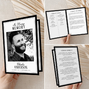 Elegant Script In Loving Memory Photo Memorial Programme