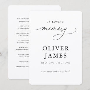 Elegant Script in Loving Memory Prayer Card