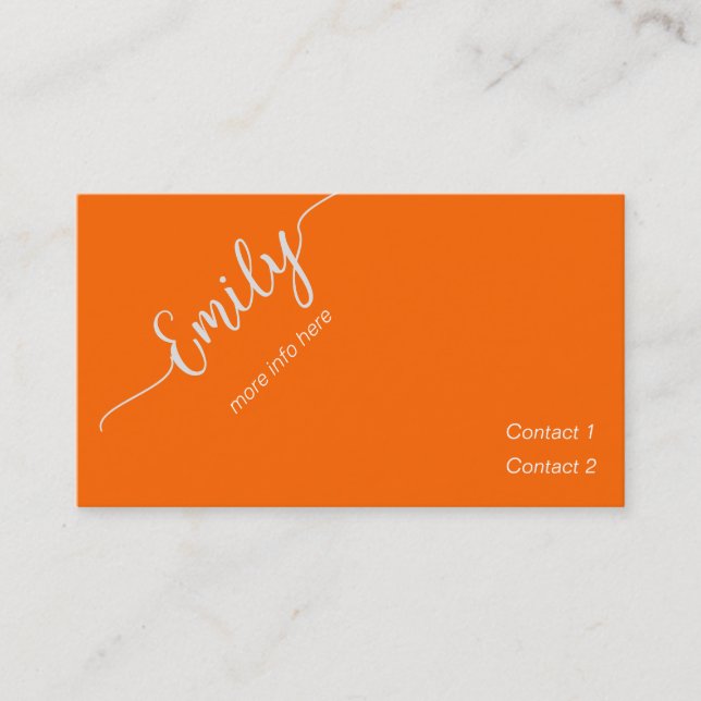  elegant  script in neon orange business card (Front)