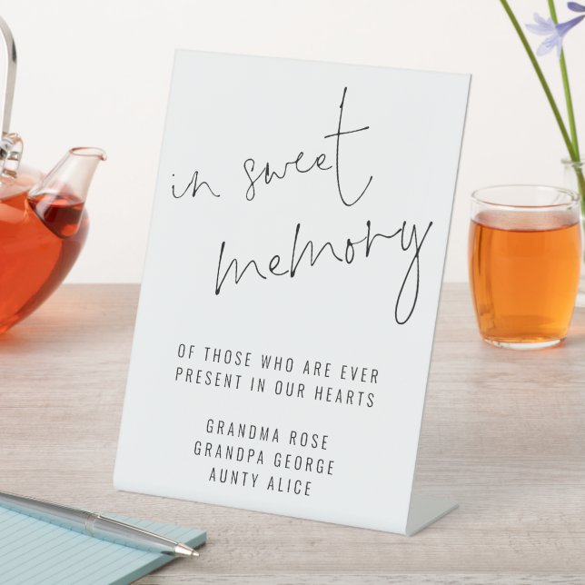 Elegant Script In Sweet Memory Wedding Pedestal Sign (In SItu)