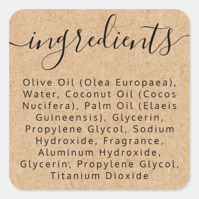 Elegant script ingredient list Kraft product label (Front)