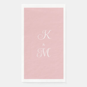 Elegant Script Initials Pink Wedding Napkin
