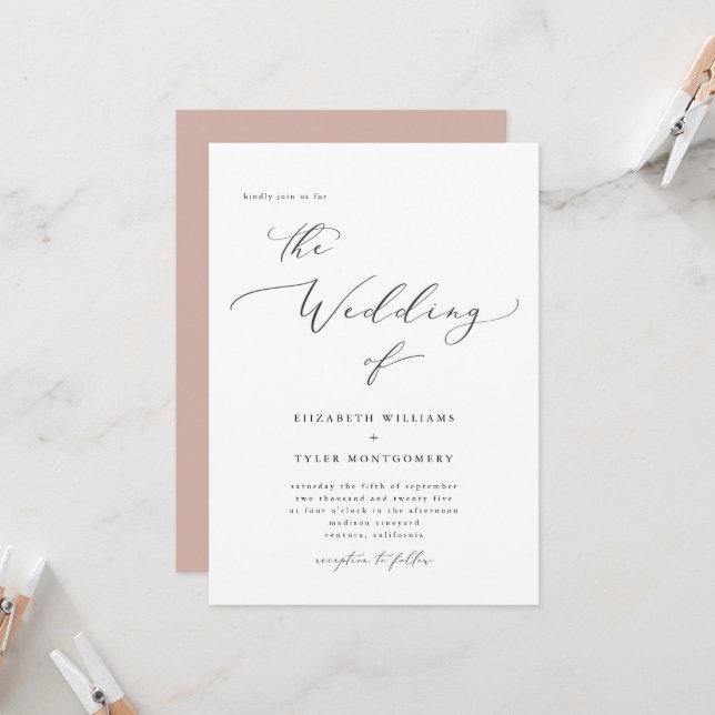 Elegant Script Invitation (Front/Back In Situ)