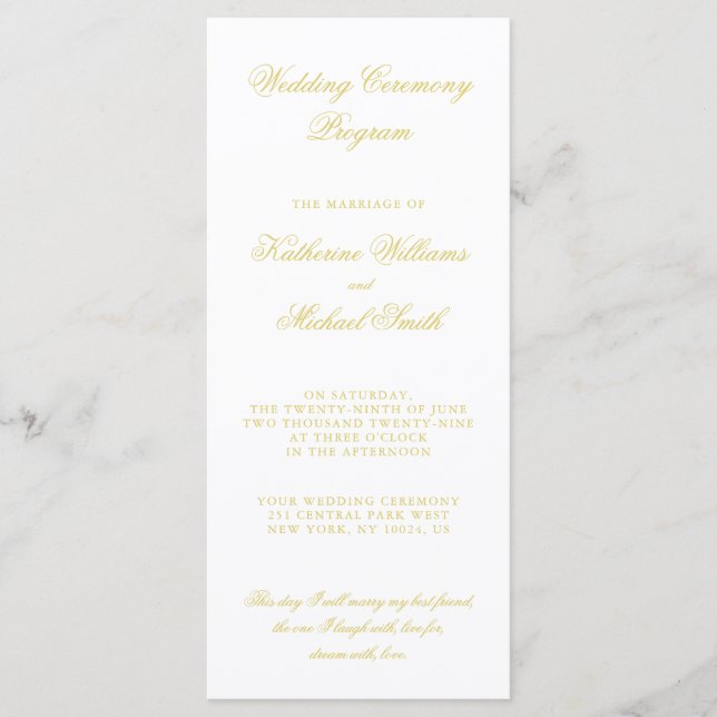 Elegant Script Island Citrus Wedding Programs Programme (Front)