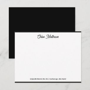 Elegant Script Jet Black Stationery Border  Card