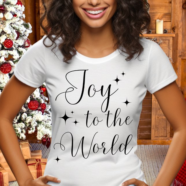 Elegant Script Joy to The World Merry Christmas  T-Shirt (Creator Uploaded)