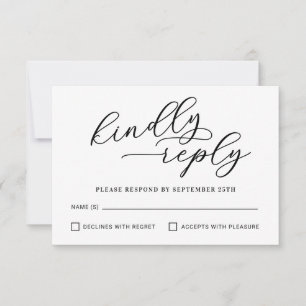 Elegant Script Kindly Reply RSVP Card
