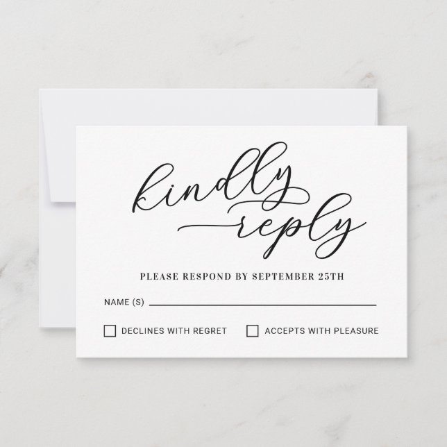 Elegant Script Kindly Reply RSVP Card (Front)