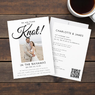 Elegant Script Knot Photo Elopement Announcement  