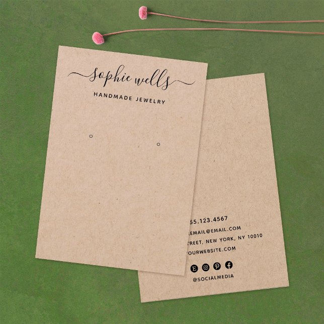 Elegant Script Kraft  Earring Display Holder (Creator Uploaded)