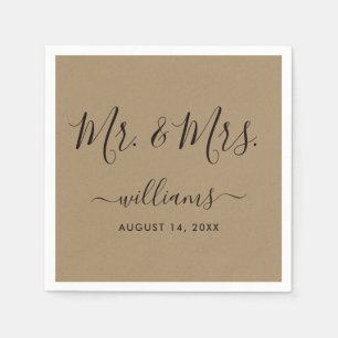 Elegant Script Kraft Mr. and Mrs. Napkin