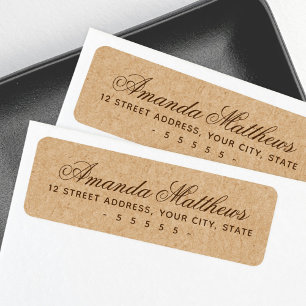 Elegant script Kraft paper look return address