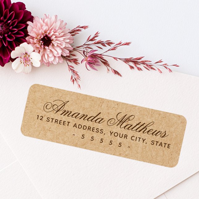Elegant script Kraft paper look return address (Elegant script Kraft paper look return address Label)