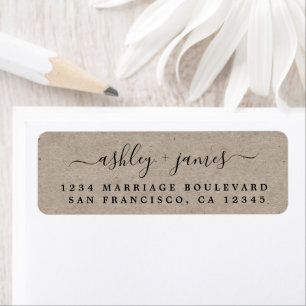 Elegant Script Kraft Paper Wedding Return Address