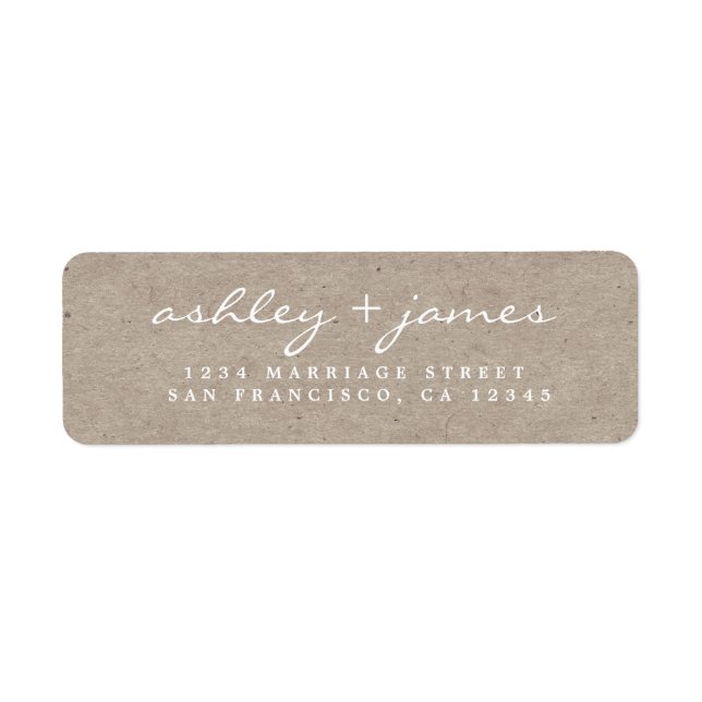 Elegant Script Kraft Paper Wedding Return Address  (Front)