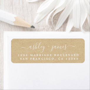 Elegant Script Kraft Paper Wedding Return Address