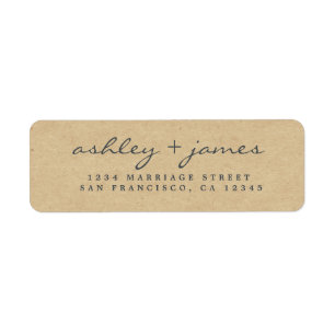 Elegant Script Kraft Paper Wedding Return Address 