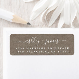 Elegant Script Kraft Paper Wedding Return Address