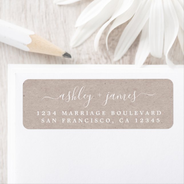 Elegant Script Kraft Paper Wedding Return Address (Insitu)