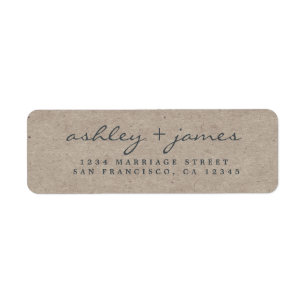 Elegant Script Kraft Paper Wedding Return Address 