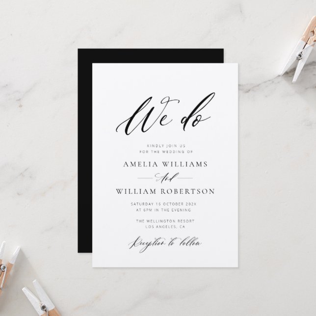 elegant script kraft wedding invitation (Front/Back In Situ)