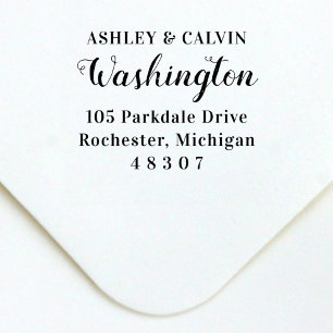 Elegant Script Last Name Monogram Return Address Self-inking Stamp