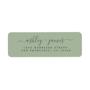 Elegant Script Laurel Green Wedding Return Address