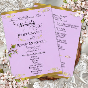 Elegant Script - Lavender/Gold Wedding Programme