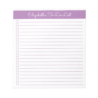 Elegant Script Lavender One Column Checklist Notepad
