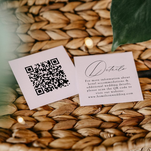 Elegant Script Lavender QR Code Wedding Details Enclosure Card (Creator Uploaded)