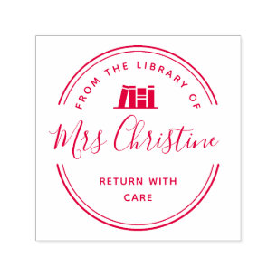 Elegant script library book stamp