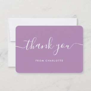 Elegant Script Lilac Wedding Shower Birthday Thank You Card