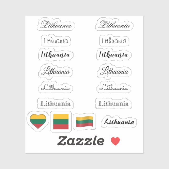 Elegant script Lithuania, Lithuanian Flag name Set (Sheet)