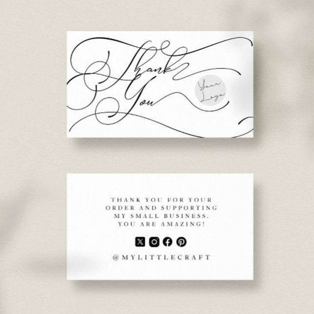 Elegant Script Logo Thank You Small Branding Business Card (Creator Uploaded)